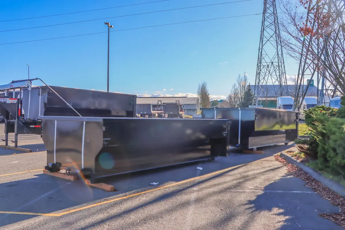 Roll-off dumpster ready for waste disposal at job site for Yard Waste Dumpster Rental in Reserve